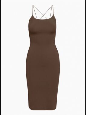 Babaton Chocolate Brown Midi Slip Dress Double Lined XS